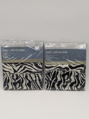 2x Kmart Essential Home Satin Pillowcases 20"x30" Zebra Print New